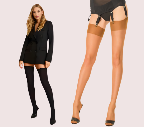 Dropship Classic Thigh-High Stockings Pack of 2 – Ultra-Soft, Stay-Up Design for Dresses & Garter Belts
