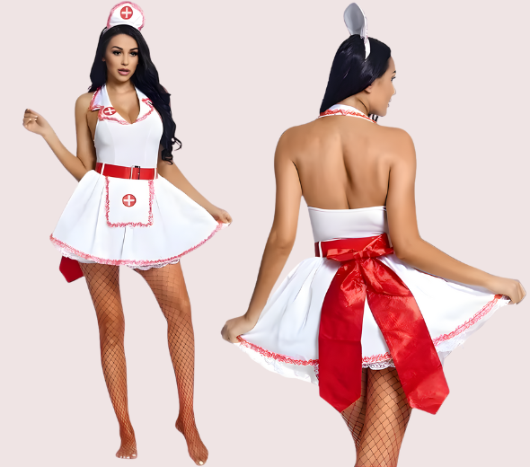 Dropship French Daina Nurse Role-Play Costume with Luxury Lace Panty