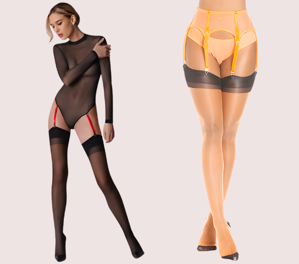 Dropship Sheer Thigh-High Stockings Pack of 2 – Ultra-Smooth, (Black & Nude Combo)