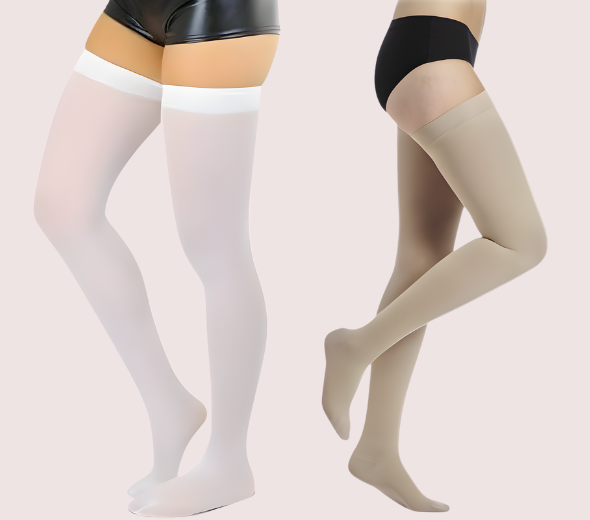 Dropship SoftSheer Thigh-High Stockings Duo (White + Nude) – Pack of 2