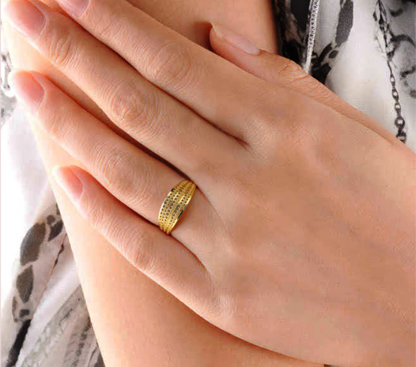 Dropship Textured Gold-Plated Band Ring