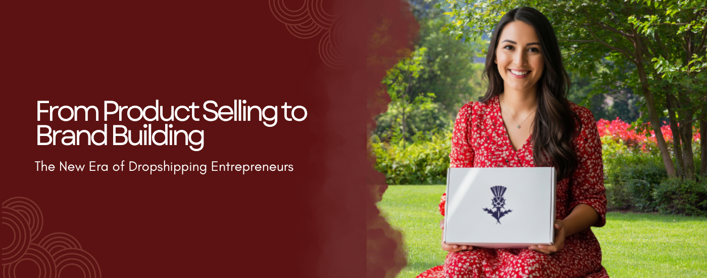 Entrepreneur building a dropshipping brand online – concept of shifting from product selling to brand building in modern e-commerce