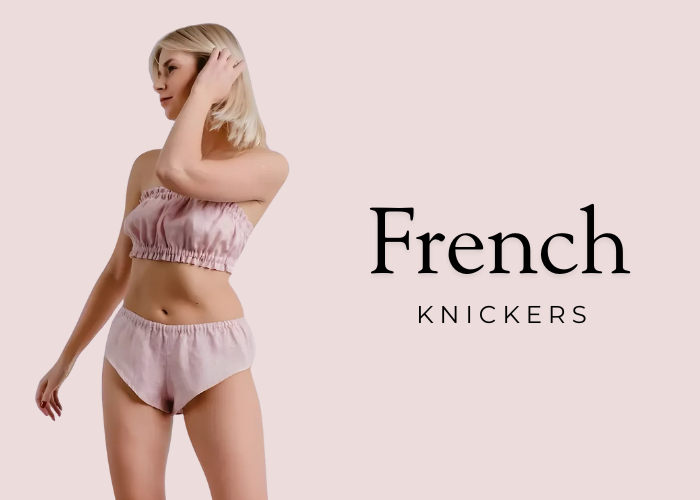Woman wearing soft French knickers in a relaxed fit, showcasing comfortable and breathable women’s lingerie for everyday wear.