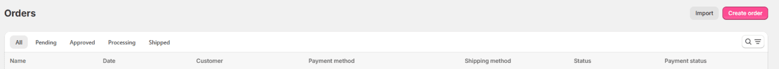 Fly dropshipping orders dashboard showing order status, payment method, and shipping details