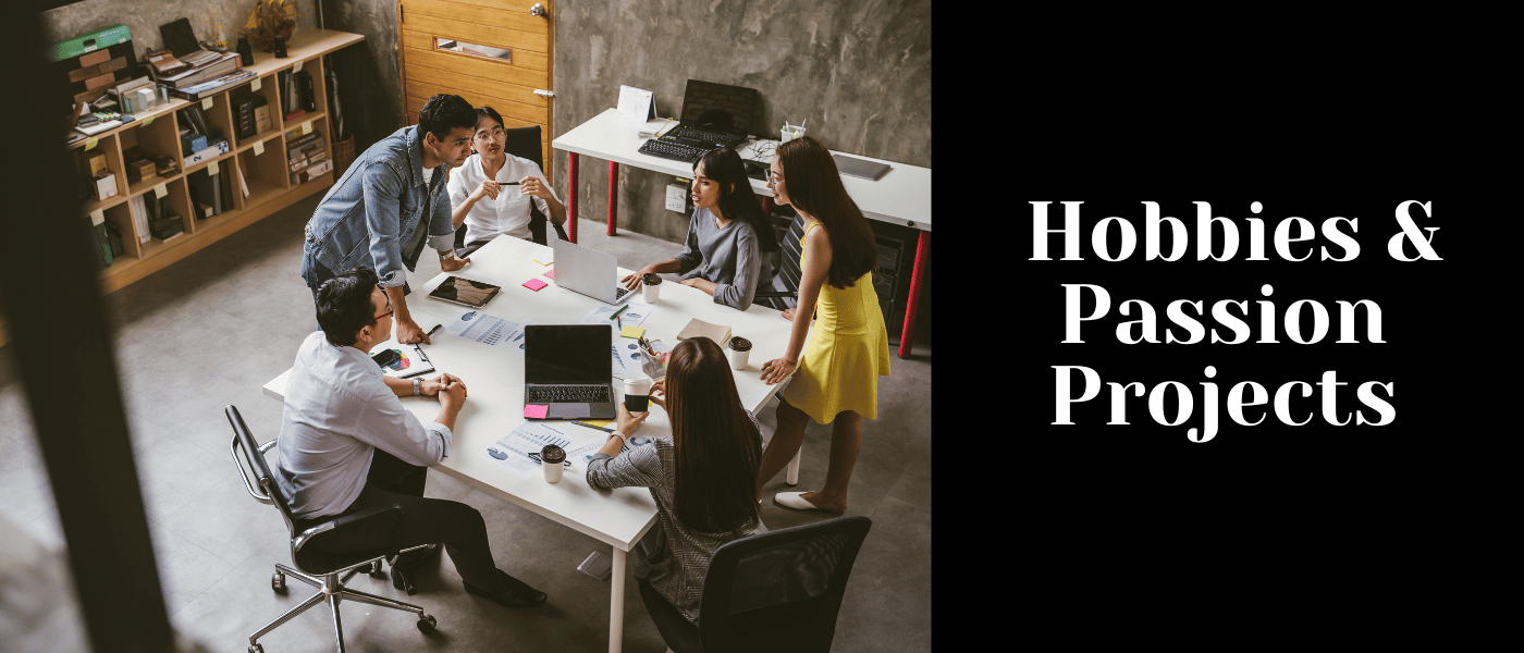 Hobbies and passion projects dropshipping banner featuring a creative team collaborating on new ideas.