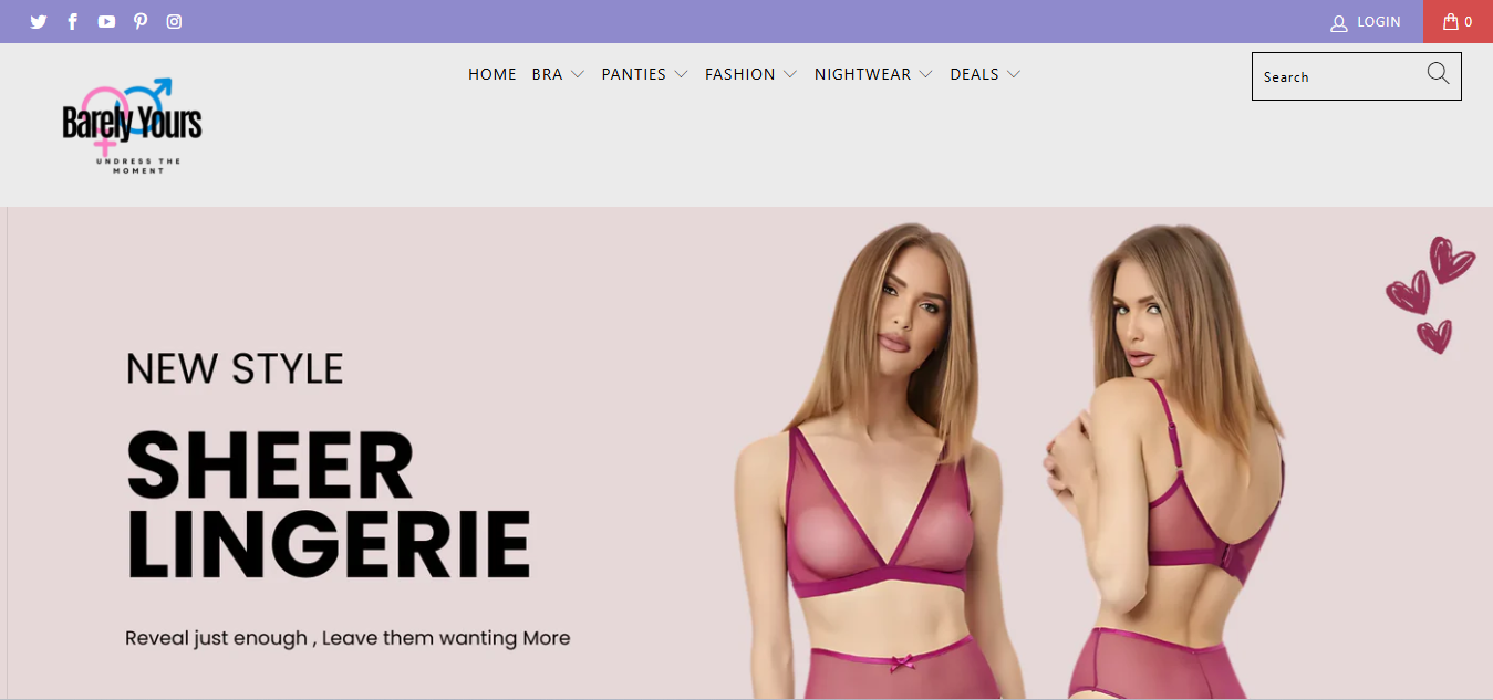 Barely Yours sheer lingerie collection banner featuring premium women’s lingerie set