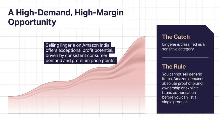 Amazon lingerie dropshipping in India showing high-demand opportunity and requirement for brand approval due to sensitive product category