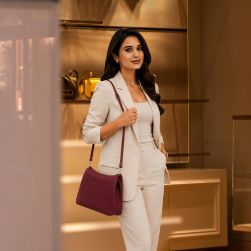 Snazzyway Dropshipping Velvet Wine Elegance Shoulder Bag with a rich wine finish, spacious shoulder design, and premium craftsmanship for resellers, online boutiques, and fashion ecommerce stores.