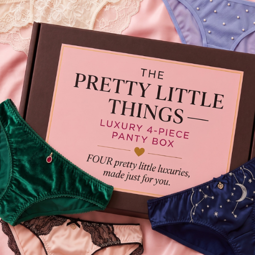 The Pretty Little Things is a beautifully curated 4-piece luxury panty box, created for women who appreciate beautiful details, playful colors, comfort, and a little everyday indulgence.