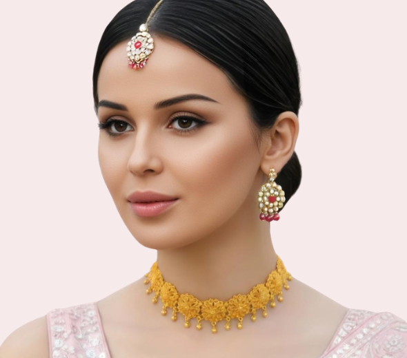 Gold Floral Pearl Choker