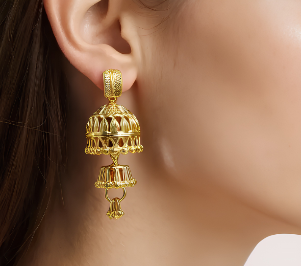 Royal Dome Dual Jhumka Earrings
