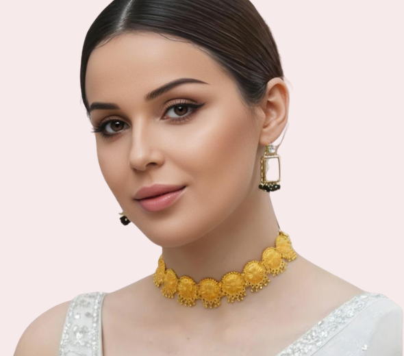 Gold Floral Choker Necklace