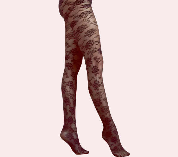 Ladies&rsquo; Off-Black Lace Pantyhose
