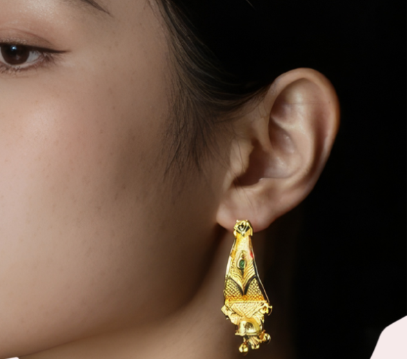 Elegant Gold-Toned Ethnic Drop Earrings