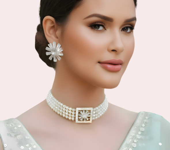 Pearl Floral Choker Necklace