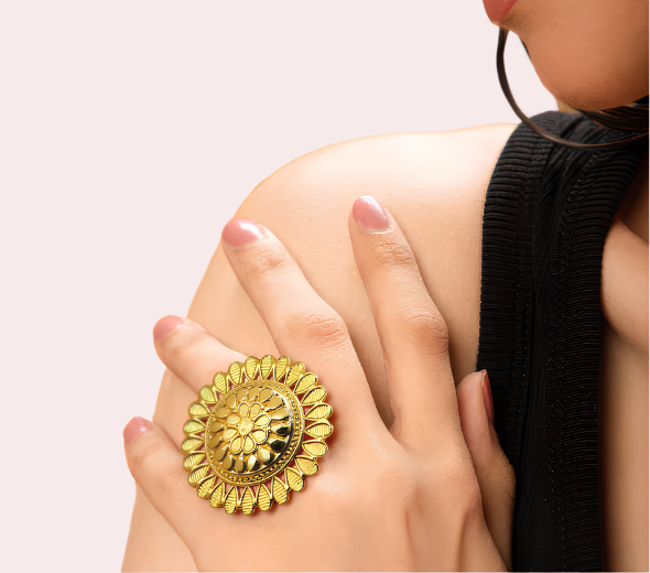Golden Floral Statement Ring