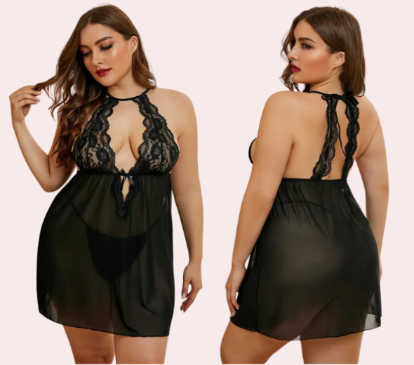Plus Size Lace Babydoll Nightwear