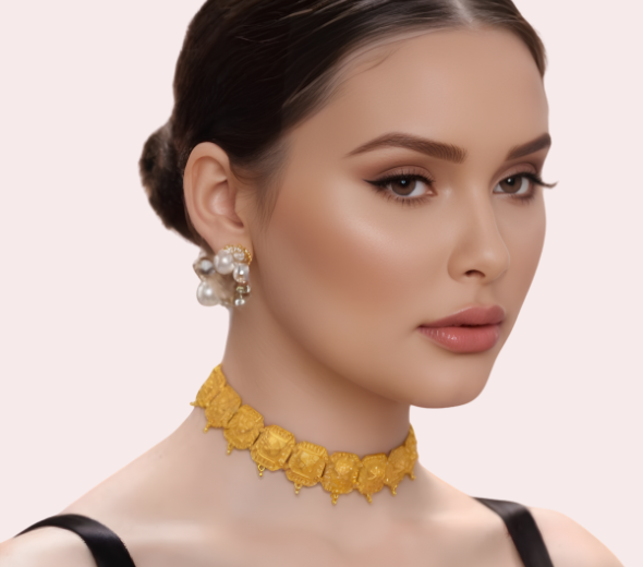 Gold Floral Choker Necklace