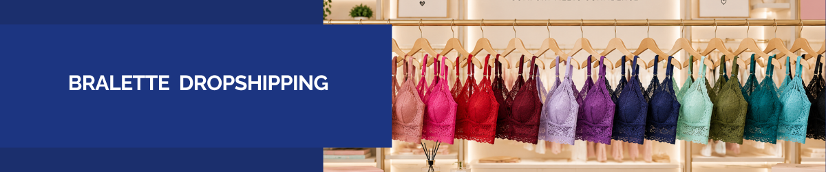 Bralette dropshipping collection in multiple colors displayed in a showroom