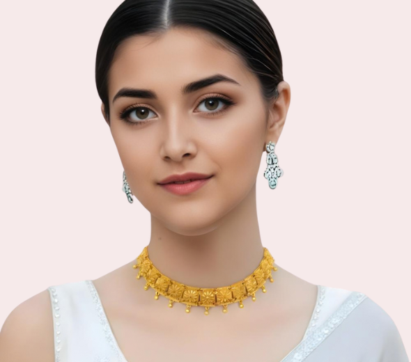 Gold Floral Choker Necklace