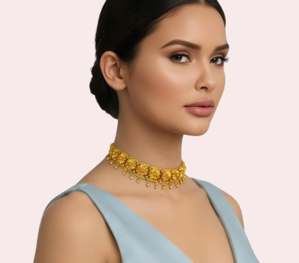 Gold Floral Beaded Choker
