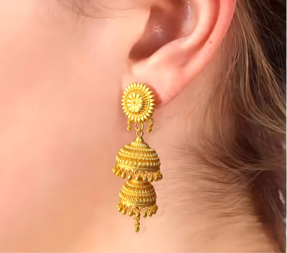 Sun Radiance Double Jhumka Earrings