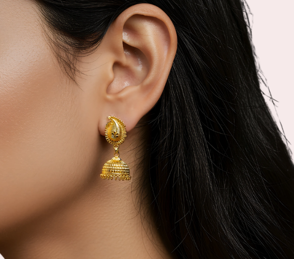 Classic Gold Leaf Jhumka Earrings