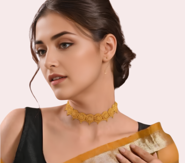 Gold Lace Choker Necklace