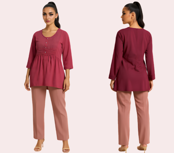 Rosewood Pintuck Pleated Cotton Top