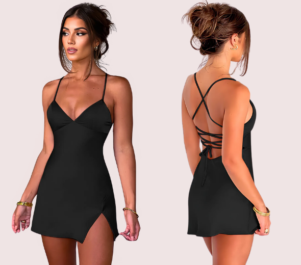 Dropship Flirty Backless Satin Mini Dress for Summer