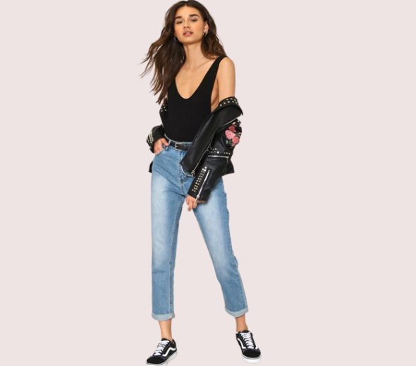 Dropship Light Blue Jeans With Belt