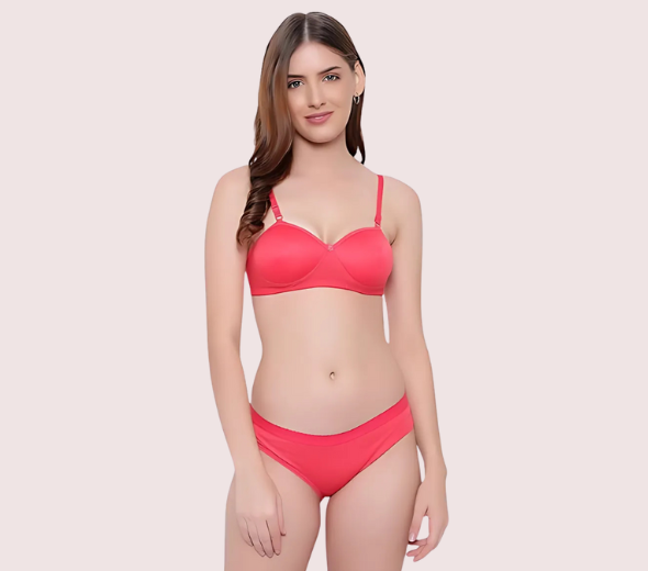 Dropship Non-Wired Cotton Push-Up Bra Panty for Women PK-2
