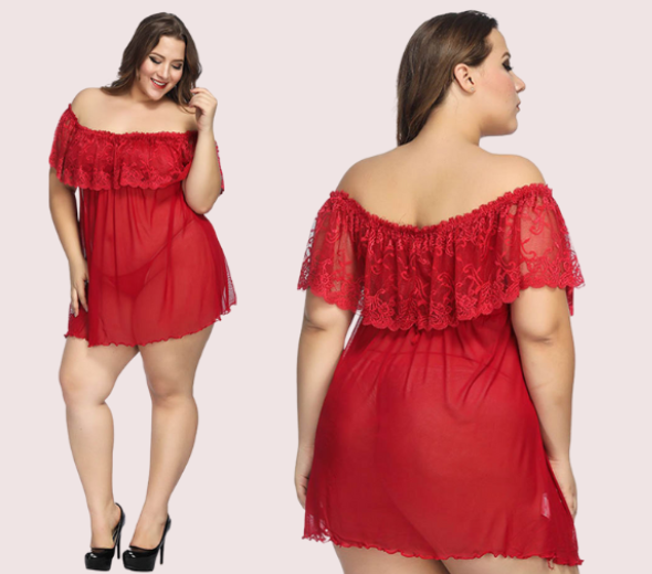 Dropship Plus Size Women Nightwear Sexy Chemise Lace Dress Lingerie Sleepwear Dress