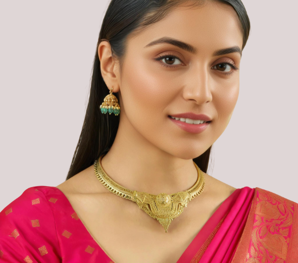 Dropship Regal Lakshmi Temple Necklace – Gold Finish