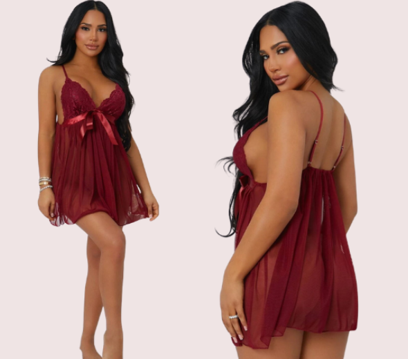 Dropship Seductive Lace Plus Size Babydoll set