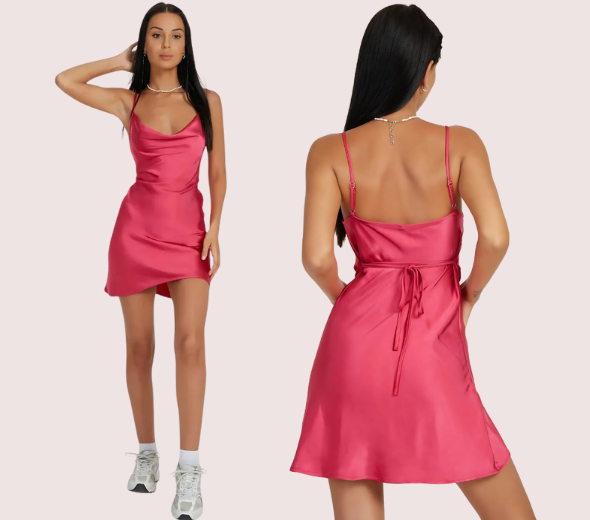 Dropship Sensual Satin Elegance Partywear Dress