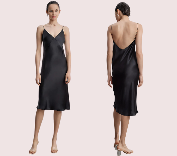 Dropship Silk Slip V-Neck Cocktail Party Dress