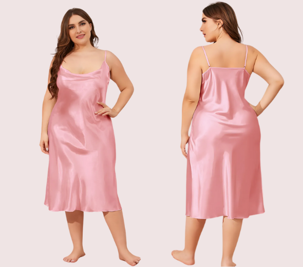 Dropship Solid Satin Slip Dress for 4XL 5XL Women