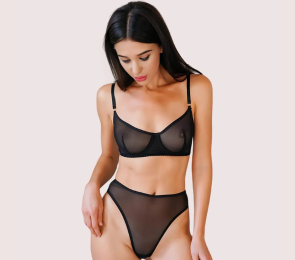 Dropship “Very sexy” fully See Through Seductive Bra and Thong Set