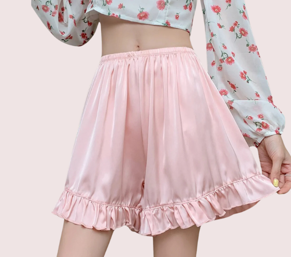 Dropship Women Ruffles Satin Faux Silk French Underwear