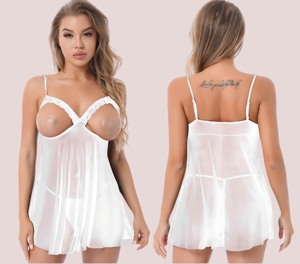 Dropship Allure in Lace Open Cup See Through Babydoll