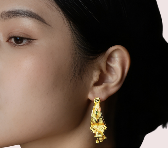 Dropship Elegant Gold-Toned Ethnic Drop Earrings