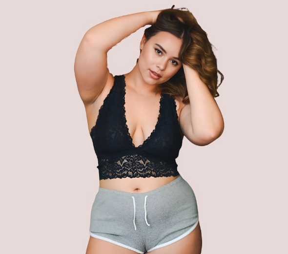 Dropship Plus Size Floral Lace Racerback Bralette Bra