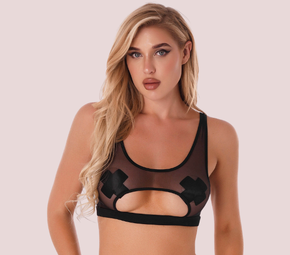 Dropship See through Black Mesh Bralette