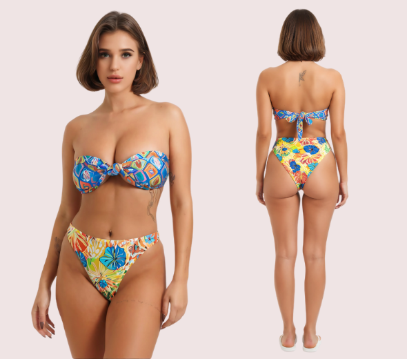Dropship Tropical Bloom High-Cut Bikini Bottom