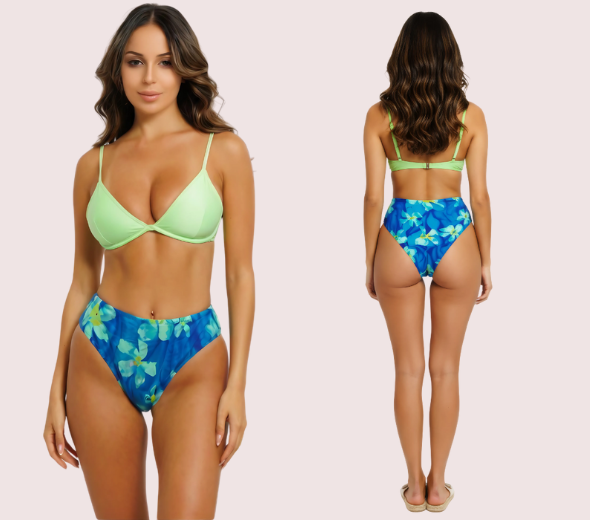 Dropship Tropical Bloom High-Waisted Bikini Bottom