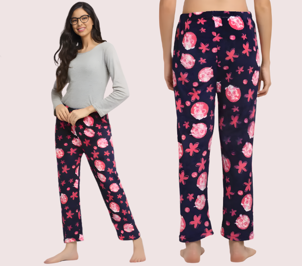 Dropship Ladies Winter Warm Printed Pajamas – Pack of 2