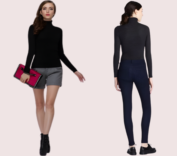 Dropship Women’s Hot Black Turtle Neck Sweater