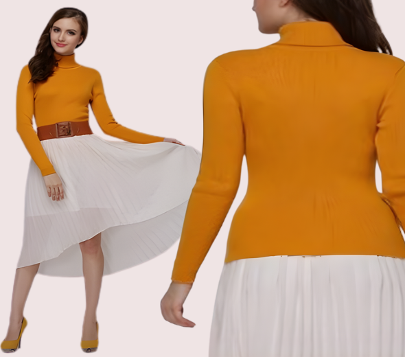 Dropship Women’s Ribbed Turmeric Turtle Neck Sweater