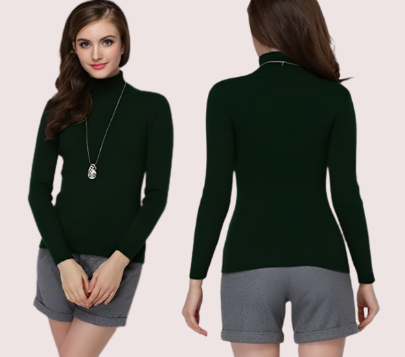 Dropship Women’s Winter TurtleNecked Cashmere Dark Green Sweater